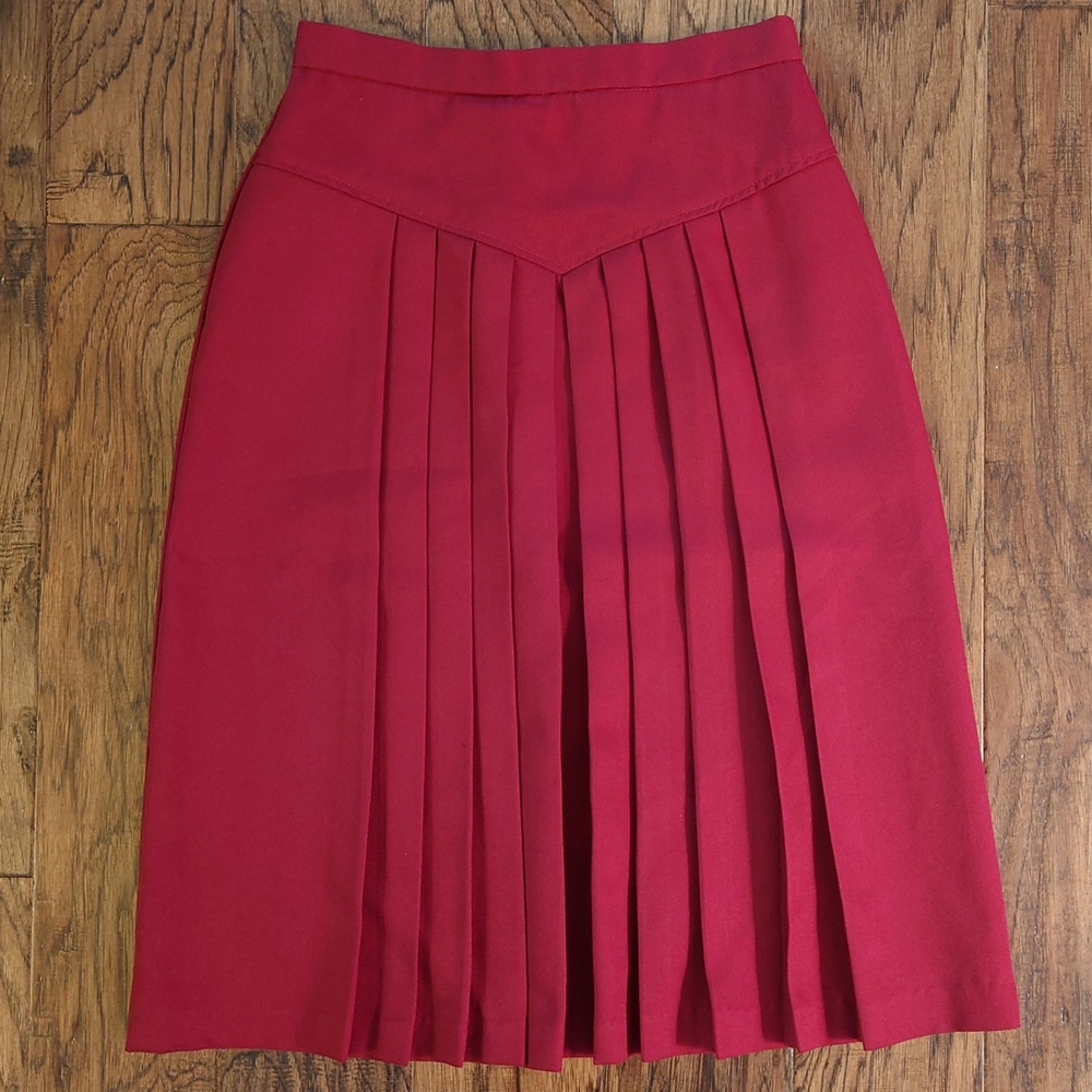 Vintage Maroon Pleated Skirt